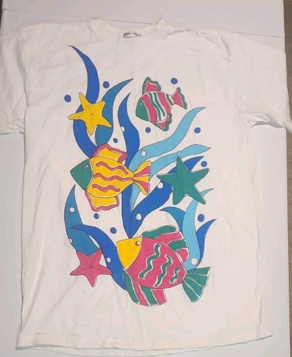Vtg Westbound Beach Shirt Fish Coral Reef Tropical Short XL TEE